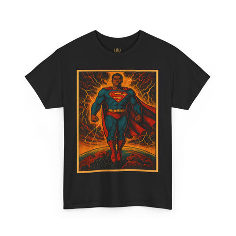 1970's Black Man of Steel, Superhero Graphic Tee for Fans, Men's Heavy Cotton Shirt, Comic Book Lover Gift, Casual Wear,