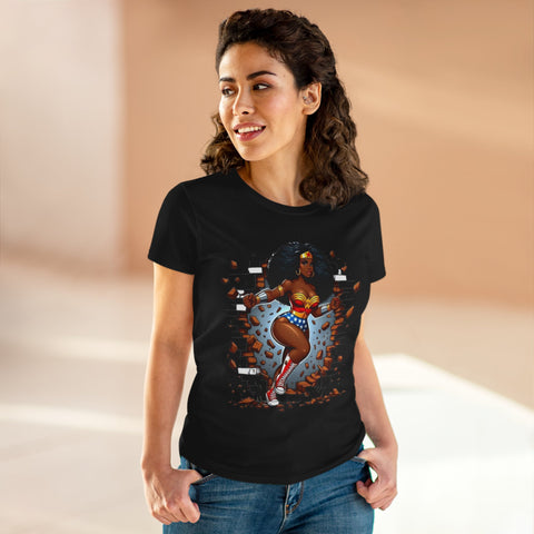 Wonder Woman Melanin Women’s Cotton Tee - Perfect for Casual Wear, Everyday Outfits, Gift Ideas, Summer Style, and Layering Looks