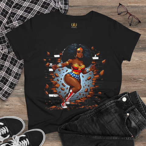 Wonder Woman Melanin Women’s Cotton Tee - Perfect for Casual Wear, Everyday Outfits, Gift Ideas, Summer Style, and Layering Looks