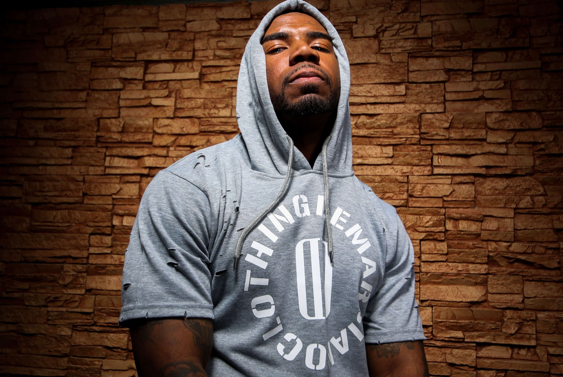 Gray Salute Ripped hood