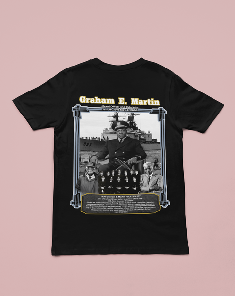 Golden 13 Front & Back Graham Martin t-shirt, menswear, Navy