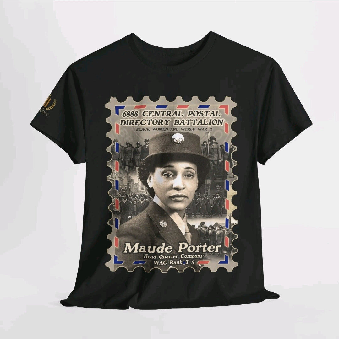 Maude Porter 6888 Military Tribute Tee - Vintage Style Unisex Heavy Cotton T-Shirt, Black, Perfect for History Buffs, Gift for Veterans, Memorial Day