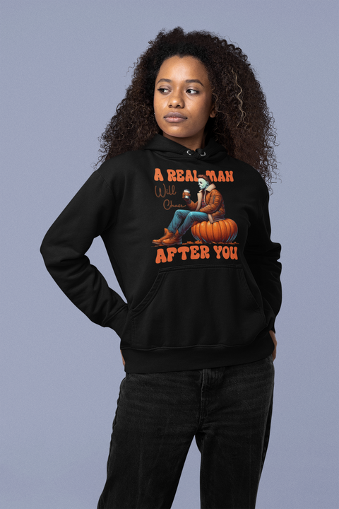 A Real Man Will Chase After You shirt, fall, Funny Horror, Halloween, Micheal Myers, Pumpkin, Adult Humor,sweatshirt, Hoodie