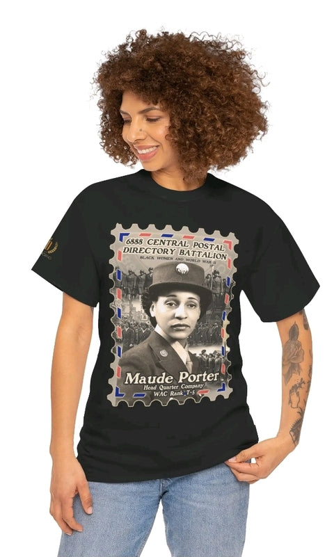 Maude Porter 6888 Military Tribute Tee - Vintage Style Unisex Heavy Cotton T-Shirt, Black, Perfect for History Buffs, Gift for Veterans, Memorial Day