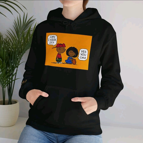 Can I kick it Melanin Cartoon t-shirt Motivational Men's Tee with Fun Design, Casual Cotton Shirt, Gift for Friends, Summer Vibes T-Shirt