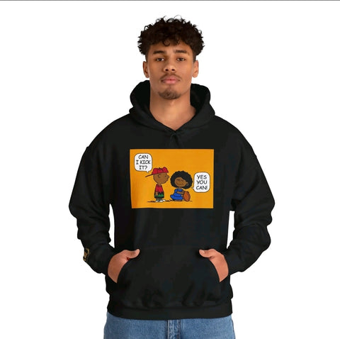Can I kick it Melanin Cartoon t-shirt Motivational Men's Tee with Fun Design, Casual Cotton Shirt, Gift for Friends, Summer Vibes T-Shirt