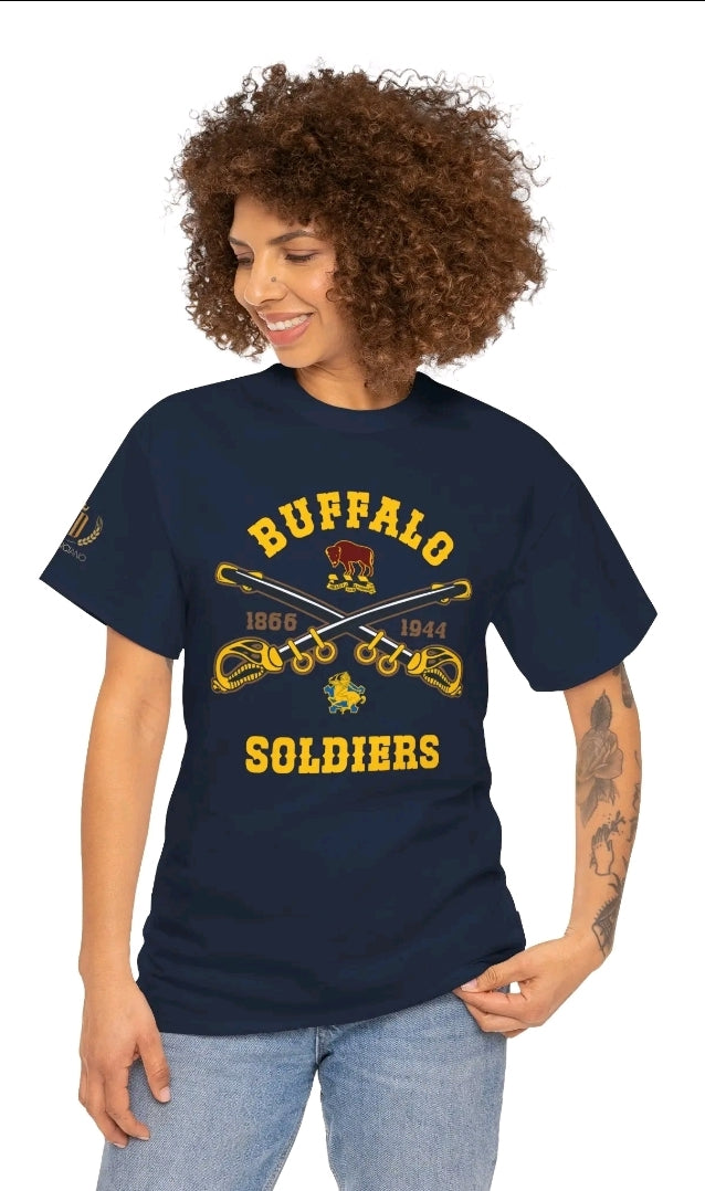 Buffalo Soldiers Heavy Cotton Tee, Vintage Military T-shirt, Black History Apparel, Unisex Graphic Shirt, Gift for History Buffs,
