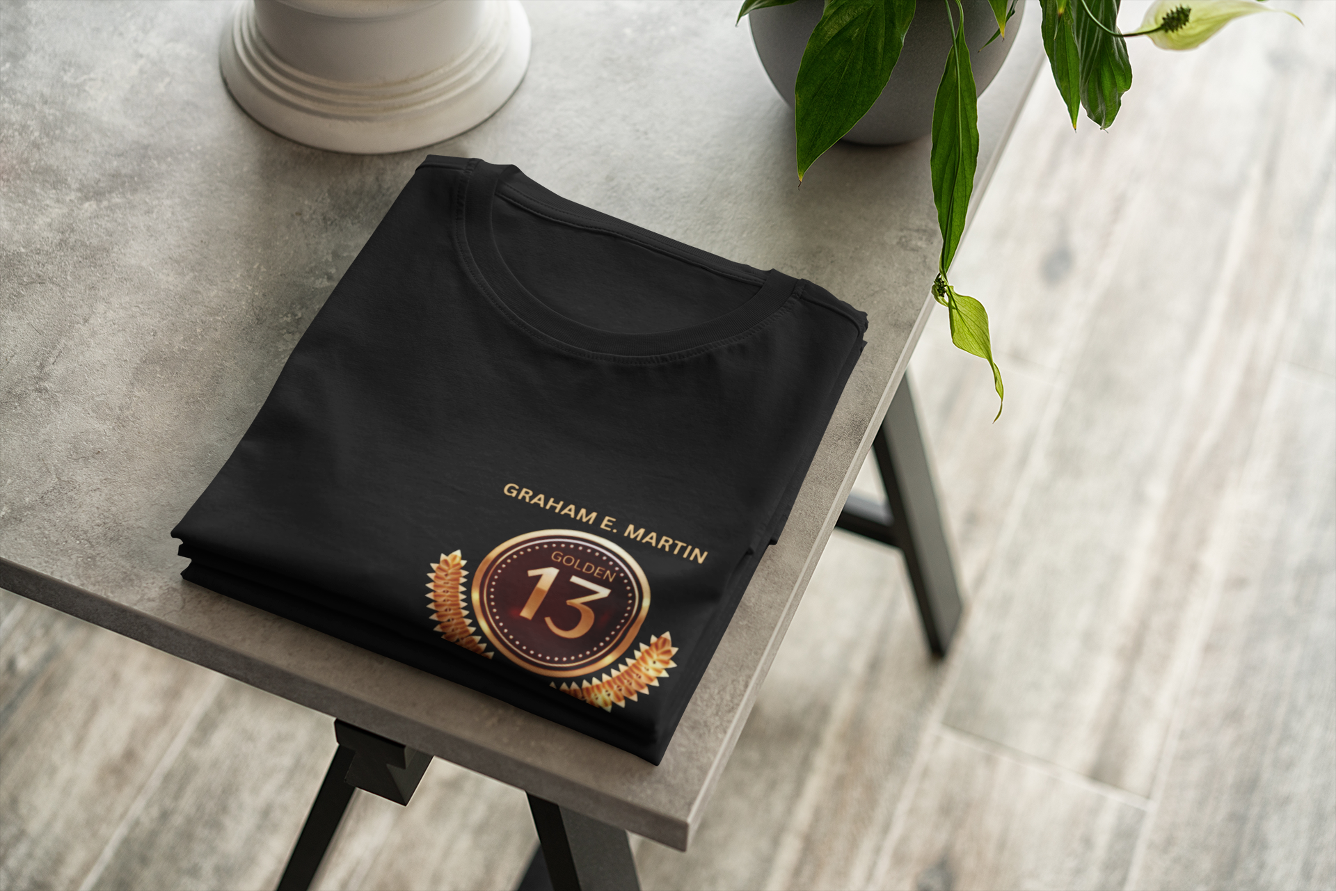 Golden 13 Front & Back Graham Martin t-shirt, menswear, Navy