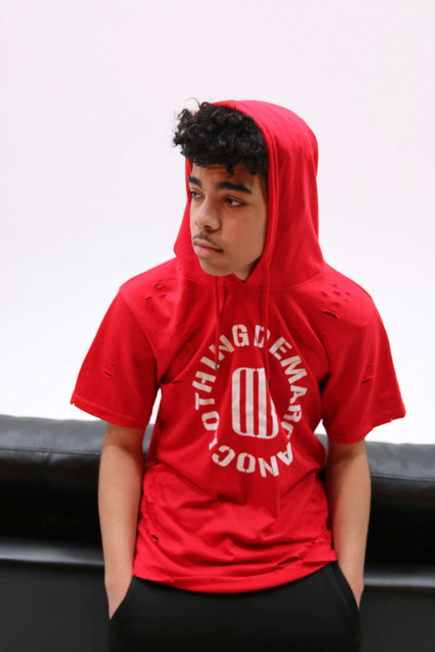 Bold Red Salute Ripped Hood T